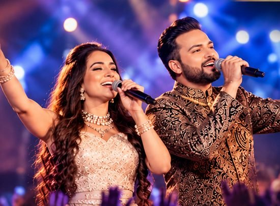 Featured vocalists singing on stage